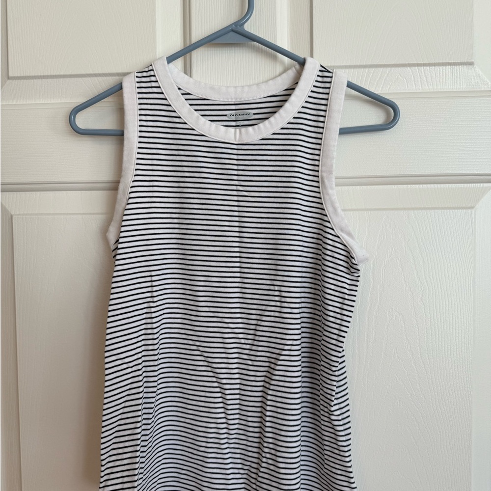 Old Navy Black and White Striped Tank Top
